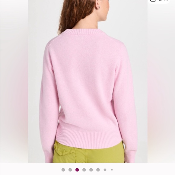 Ganni Pink and Yellow Graphic Crew Neck wool Sweater - Picture 3 of 8